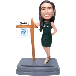  Custom Business Woman Bobblehead Card Holder With Your Company Logo