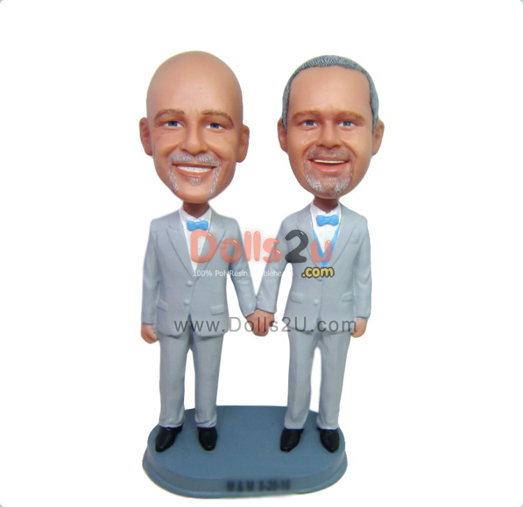 Custom Gay Wedding Bobbleheads Cake Topper Dolls U