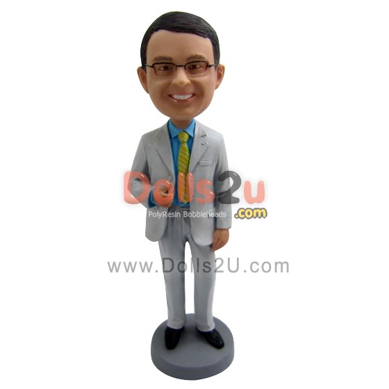 Custom Bobblehead Businessman Boss In Suit [13660] - $69.90 @ Dolls2u ...