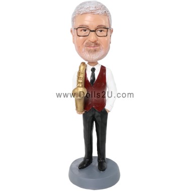 (image for) Custom Jazz Saxophone Player Bobblehead – Personalized Musician Gift Item:253154