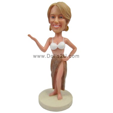 (image for) Custom Hawaiian Hula Girl Bobblehead With Your Face