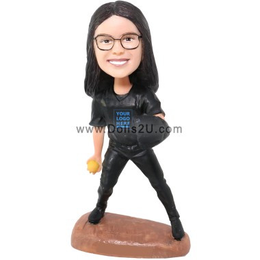 (image for) Custom Bobblehead Female Baseball Player With Any Team Jersey Item:49131