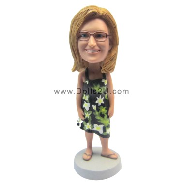 (image for) Custom Bobblehead Female In Hawaiian Sun Dress