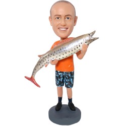 (image for) Custom Bobblehead Fisherman Holding A Big Fish