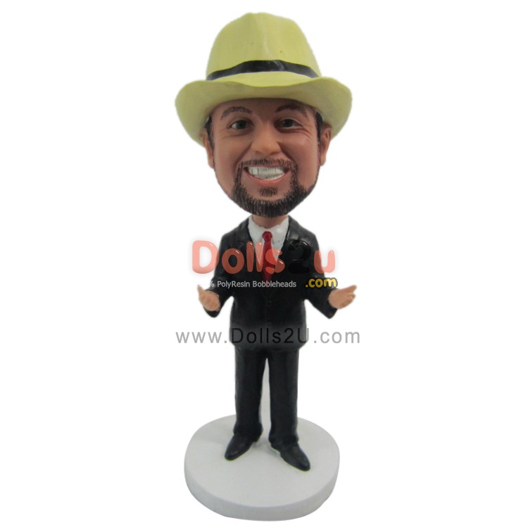 Custom Bobblehead Humorous Businessman Dressed In Suit With Arms Raised ...