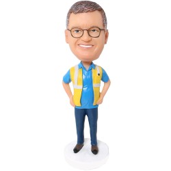 (image for) Custom Bobblehead Male Construction Engineer With Safety Vest