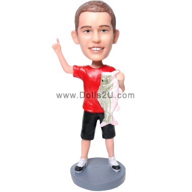 (image for) Custom Cusotm Bobblehead Fisher Boy Holding A Big Fish Item:46686