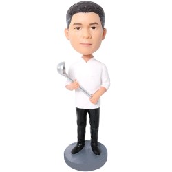 (image for) Custom Chef Bobblehead Holding a Soup Ladle – Personalized Chef Gift