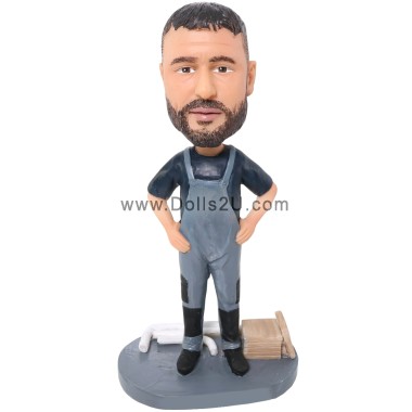 (image for) Custom Professional Tiler Bobblehead – Personalized Gift For Tile Professionals Or Handymen Item:52552