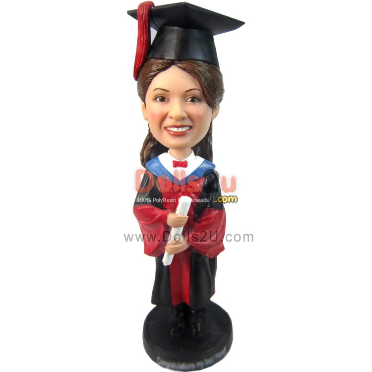 Graduation Gifts Custom Bobblehead Female In Gown With A Diploma [14008 ...