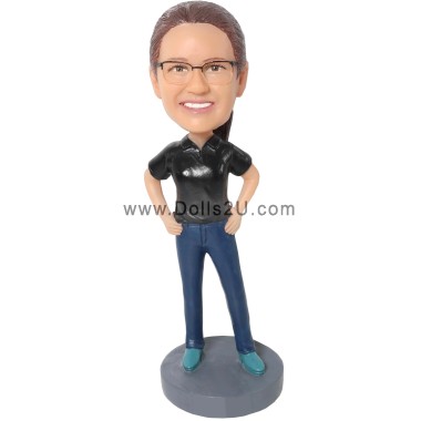 (image for) Custom Female Bobblehead Figurine With Casual Outfit Item:53702