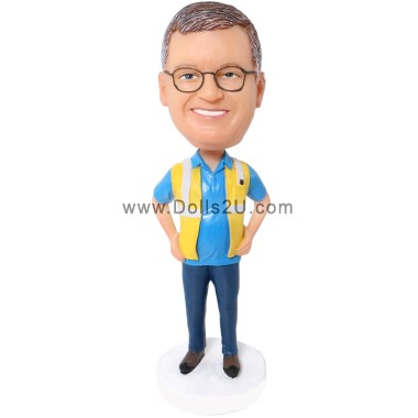 (image for) Custom Bobblehead Male Construction Engineer With Safety Vest Item:49211