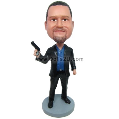 (image for) Custom Bobblehead - Suit-Clad Male Holding a Pistol