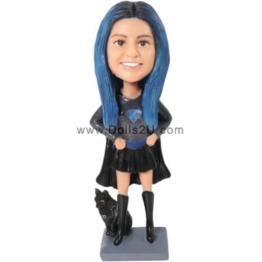 (image for) Custom Female Superhero Bobblehead – Personalized with Your Face, Colors & Logo