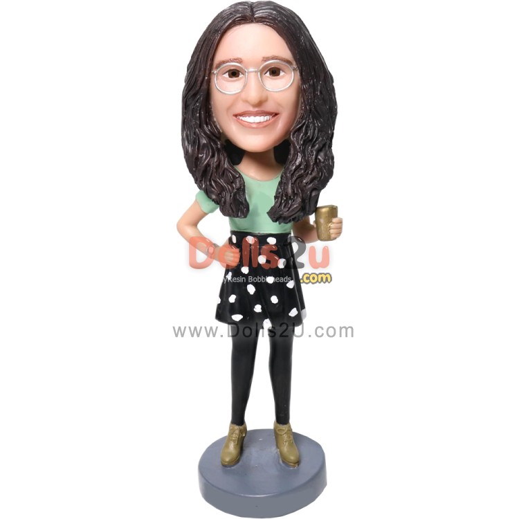 Custom Female Holding A Cup Bobbleheads [723168] - $69.90 @ Dolls2u ...